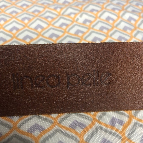 LINEA PELLE brown genuine leather women’s belt with metal studs. Size Medium. - Picture 8 of 12